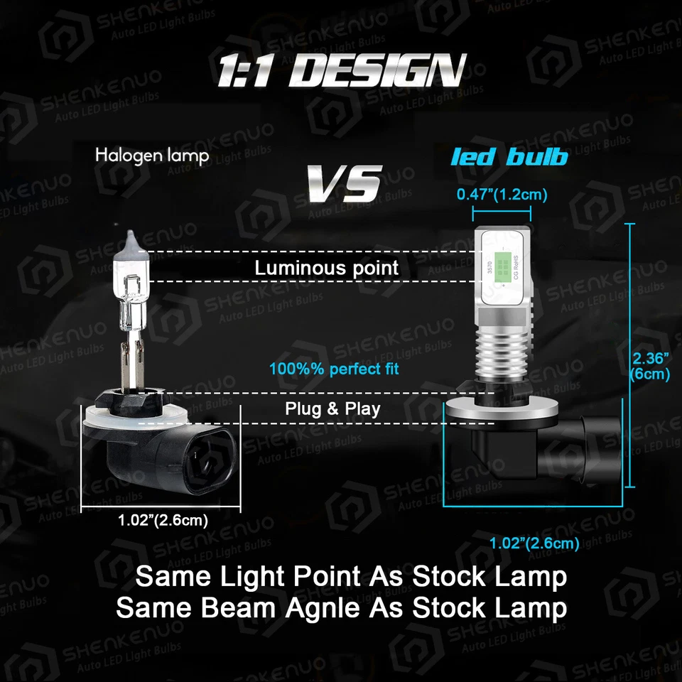 2 Blue LED Headlight for Arctic Cat ZR 440 500 600 700 800 900 Snowmobiles bulbs - Image 4 of 4