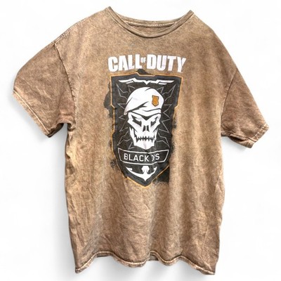 Call of Duty Black Ops XL T-Shirt Skull Logo BRN Distressed Cotton Gamer Apparel