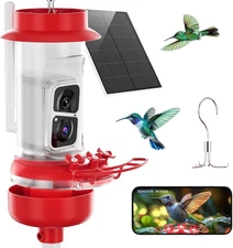 SOLIOM The Original Hummingbird Feeder with Camera, Solar Smart, Ant Moat