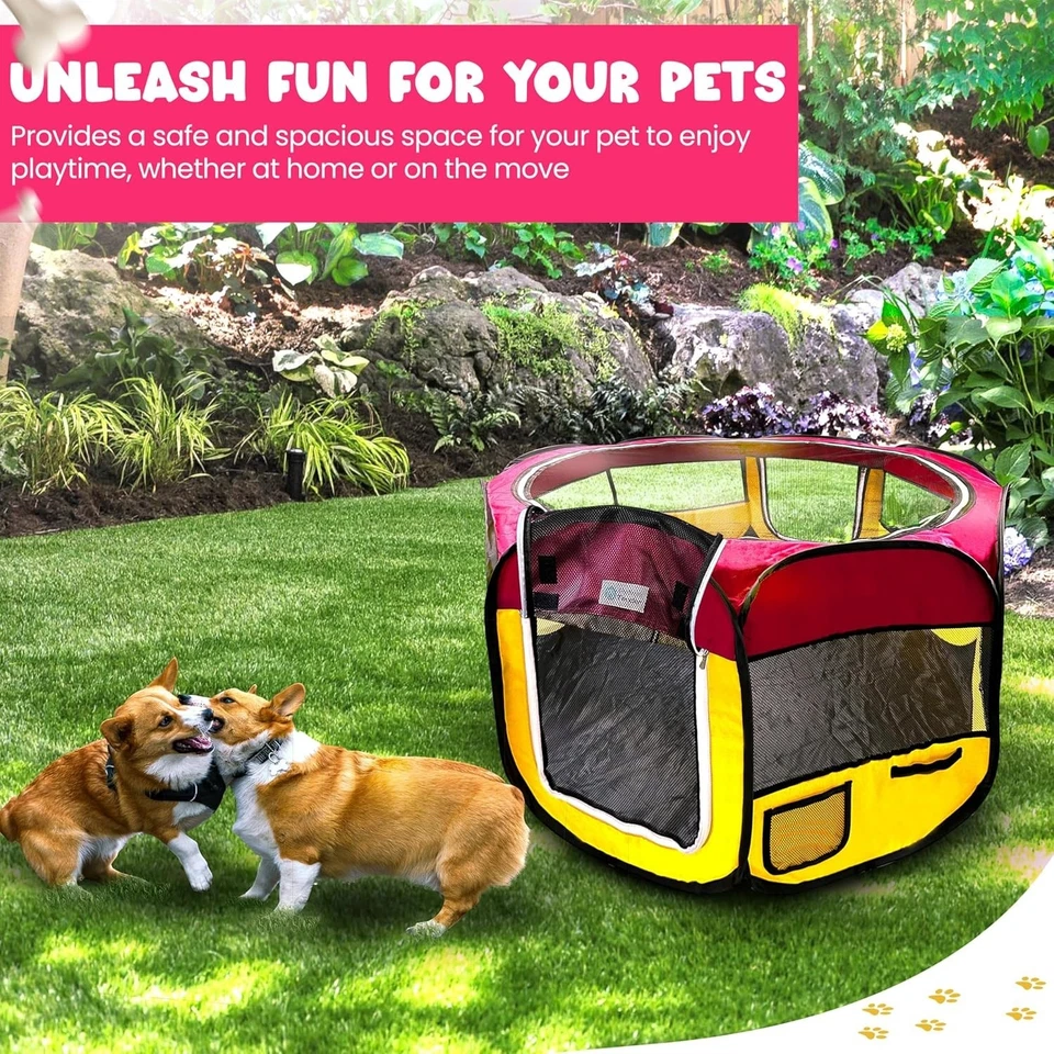 Parque infantil portátil grande para mascotas - plegable para perros y gatos dentro y fuera Foto 3 de 4