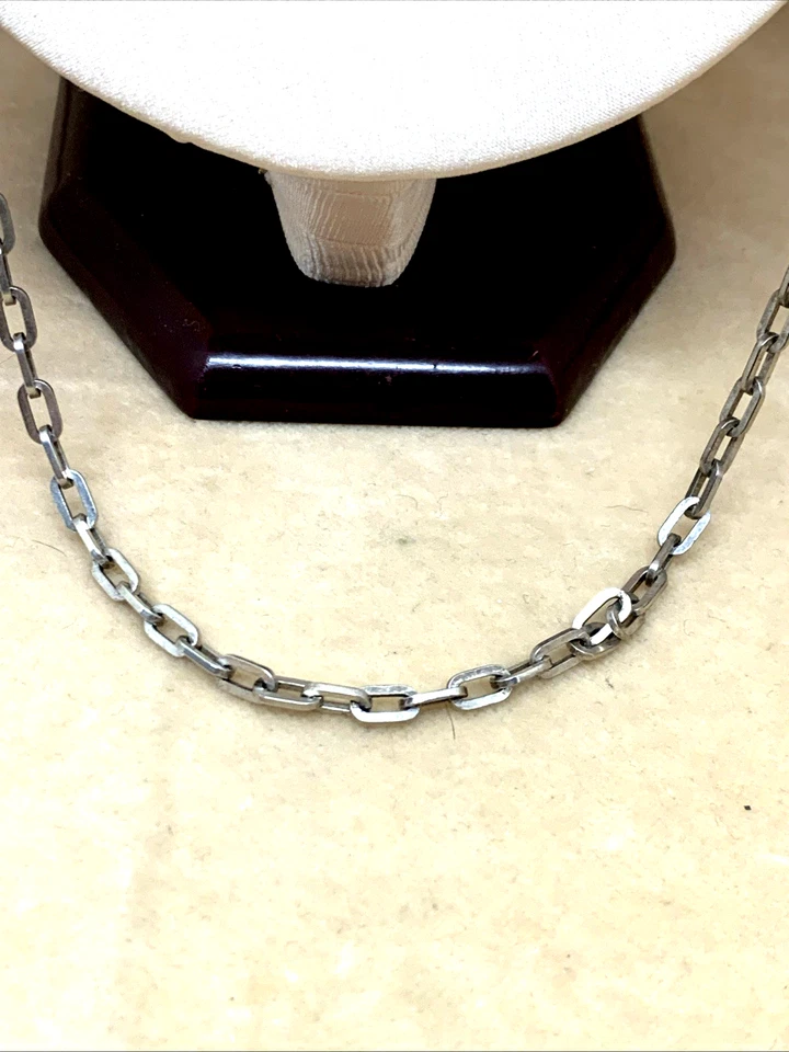 COLLANA UNOAERRE ANNI 70 IN ARGENTO 800 BRUNITO LUNGA CM 70  MAGLIE RETTANGOLARI - Immagine 2 di 4