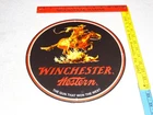 VINTAGE NOS WINCHESTER WESTERN HORSE MAN GUN 11 3/4 PORCELAIN METAL HUNTING SIGN