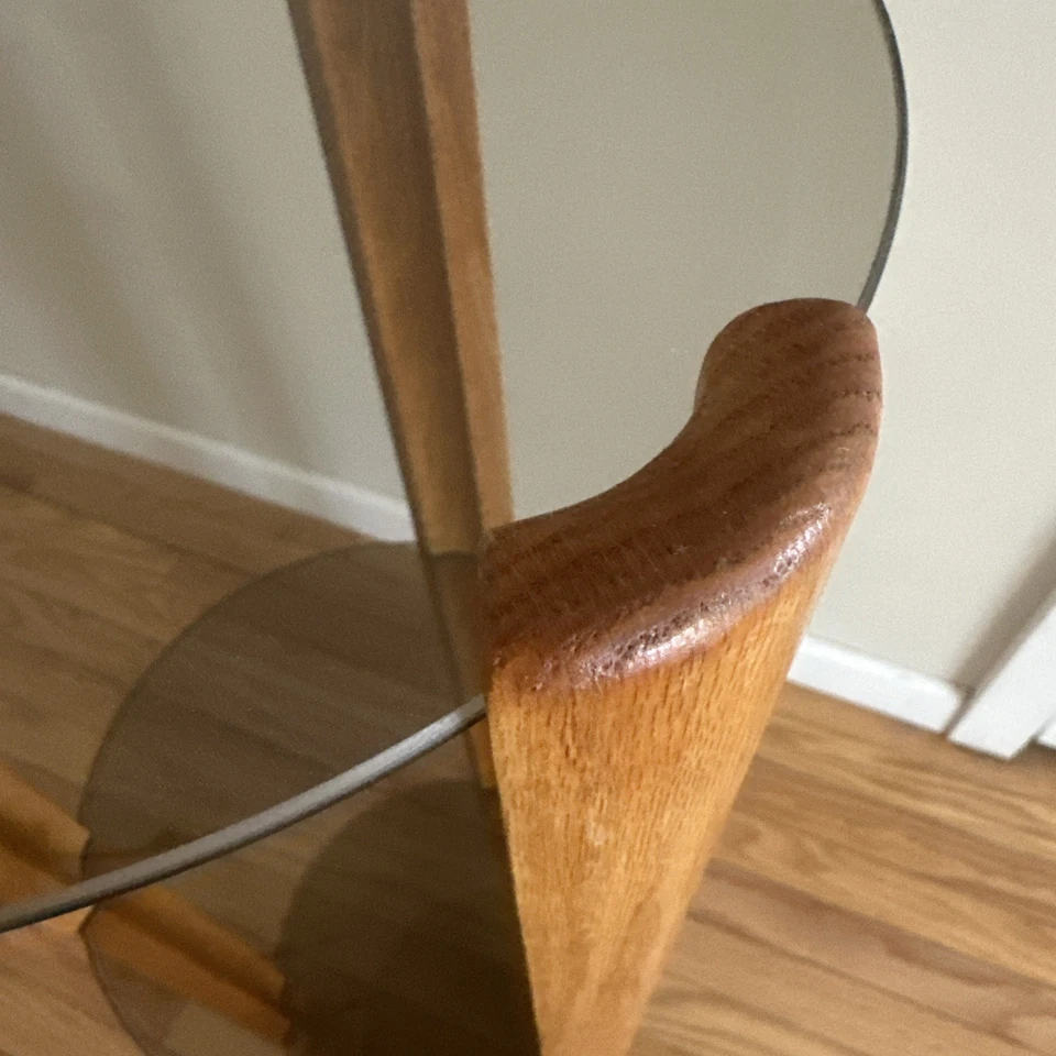 MCM Teak Smoked Glass Side Table Tiered 36”x12” - Image 4 of 4