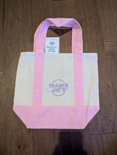 Trader Joe's Canvas Micro Tote Bag Pink Limited Edition New w/ Tags