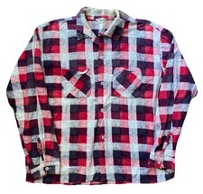 Vtg 50s Sanforized printed Cotton loop collar Shirt L pelham