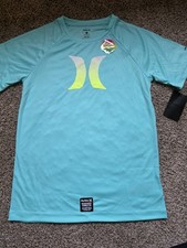 Hurley Boys UPF 50 20-Dri Blue Short Sleeve Crew Neck T-Shirt Logo L