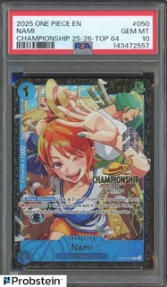 2025 One Piece EN Championship Top 64 #050 Nami PSA 10 GEM MINT