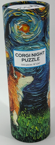 Aja Trier Corgi Night Puzzle 500pc 18x24 Art Jigsaw Tube New Sealed Van Gogh Dog - Picture 3 of 5