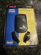 RCA AM / FM Radio Stereo Belt Clip Player RP1610 w/ Headphones New Sealed