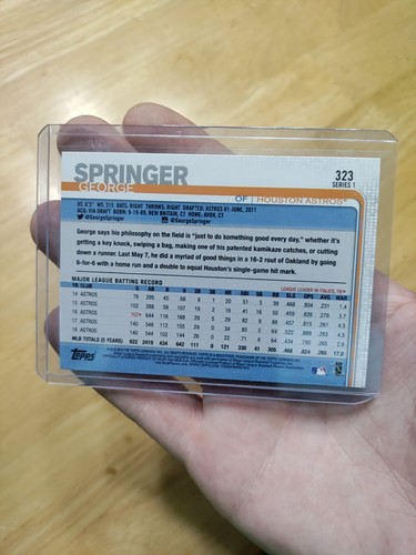 Estampilla de 150 años Topps George Springer Houston Astros #323 2019 - Imagen 3 de 3