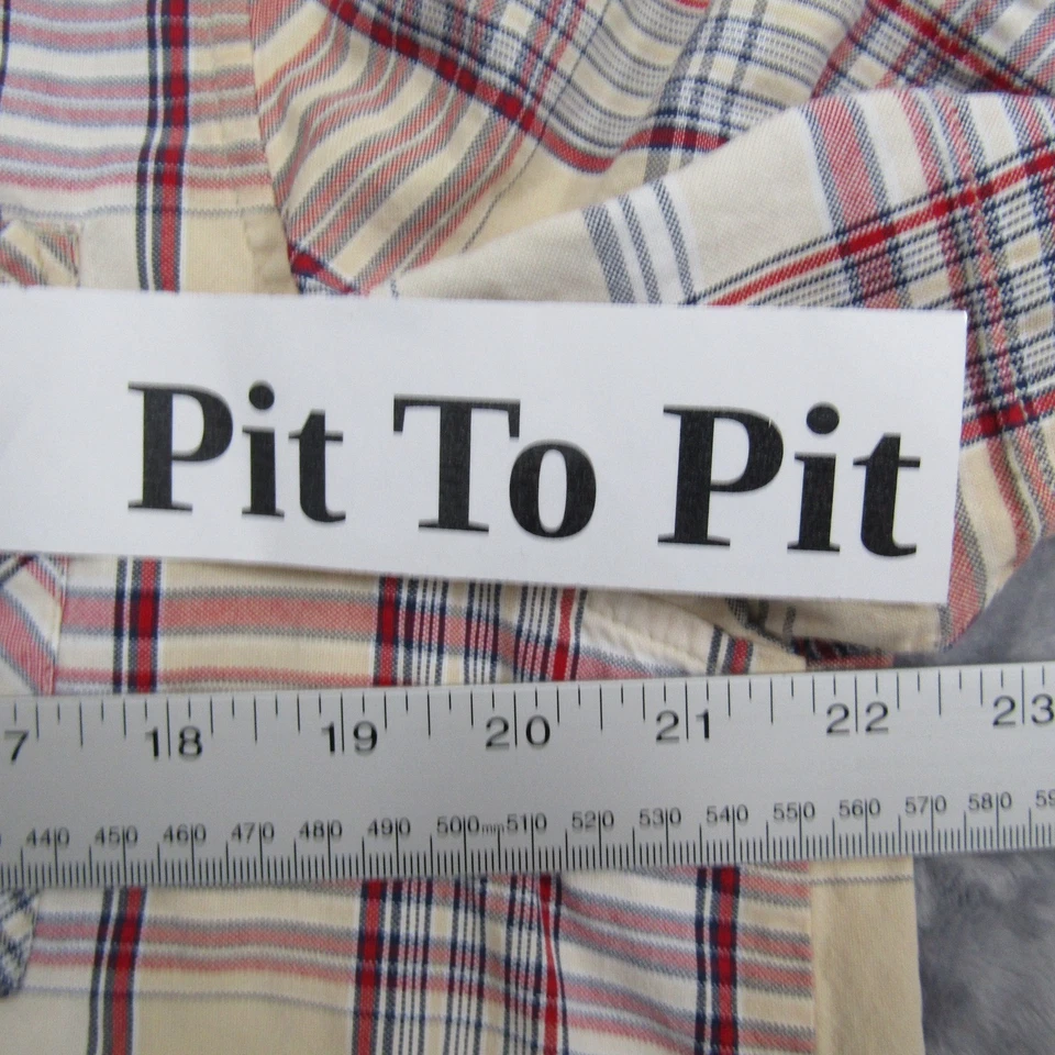 Blusa Top Camisa Erike Mujer Talla 1X Roja Amarilla Manga Corta Botones Algodón Foto 4 de 4