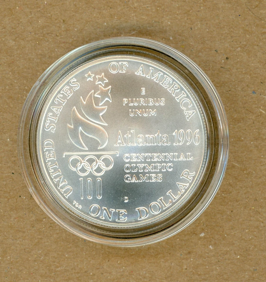 1996 D Atlanta Paralympics Wheelchair UNC Commemorative 90% Silver Dollar Coin - Image 2 of 2