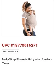 Open Moby Wrap Elements Baby Wrap Carrier - Taupe