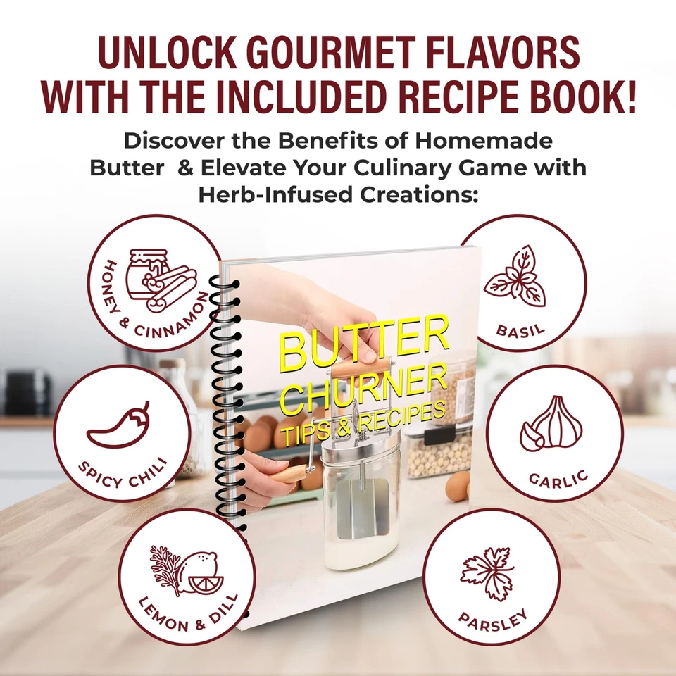 Dazey Butter Churner - Cheese Cloth Butter Paddles Recipe Book INCLUDED- Hand... - Image 4 of 4