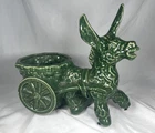 Royal Haeger Green Donkey Planter Burro with Cart, Vintage 1940s Mid Century Mod