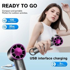 1-100 Speed USB Rechargeable Mini HandHeld Fan Portable Fan Cooler Cooling USB C
