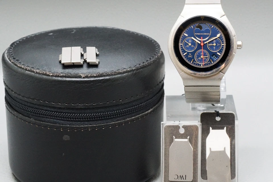 *SERVICED* PORSCHE DESIGN IWC Chronograph Moonphase 3742 Titan Quarzuhr - Bild 3 von 4