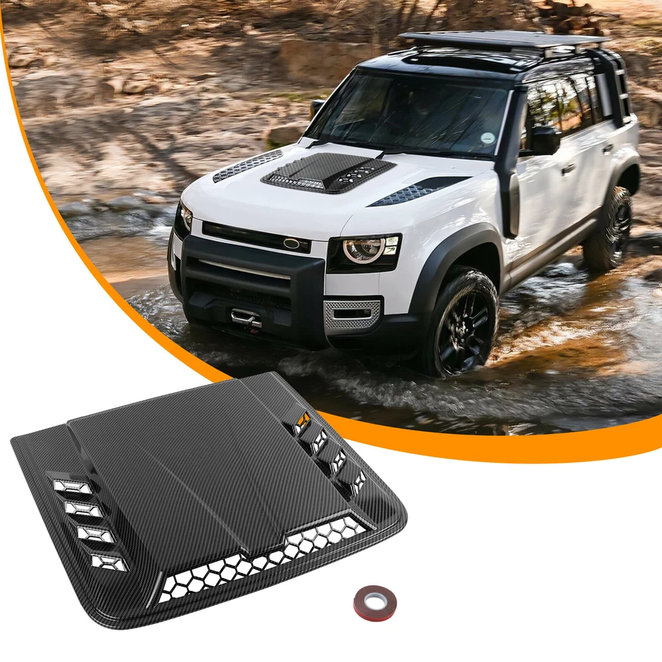 Universal Carbon Hood Vents Scoop Bonnet Turbo Hood Air Flow Intake Trim Cover - Image 2 of 4