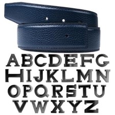 Leather belt reversible belts in dark blue with belt buckle 40 mm H belt black