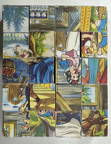 Disney Snow White Vintage Block Puzzle w/ 6 Scenes Made In Czech With Box - Picture 3 of 7