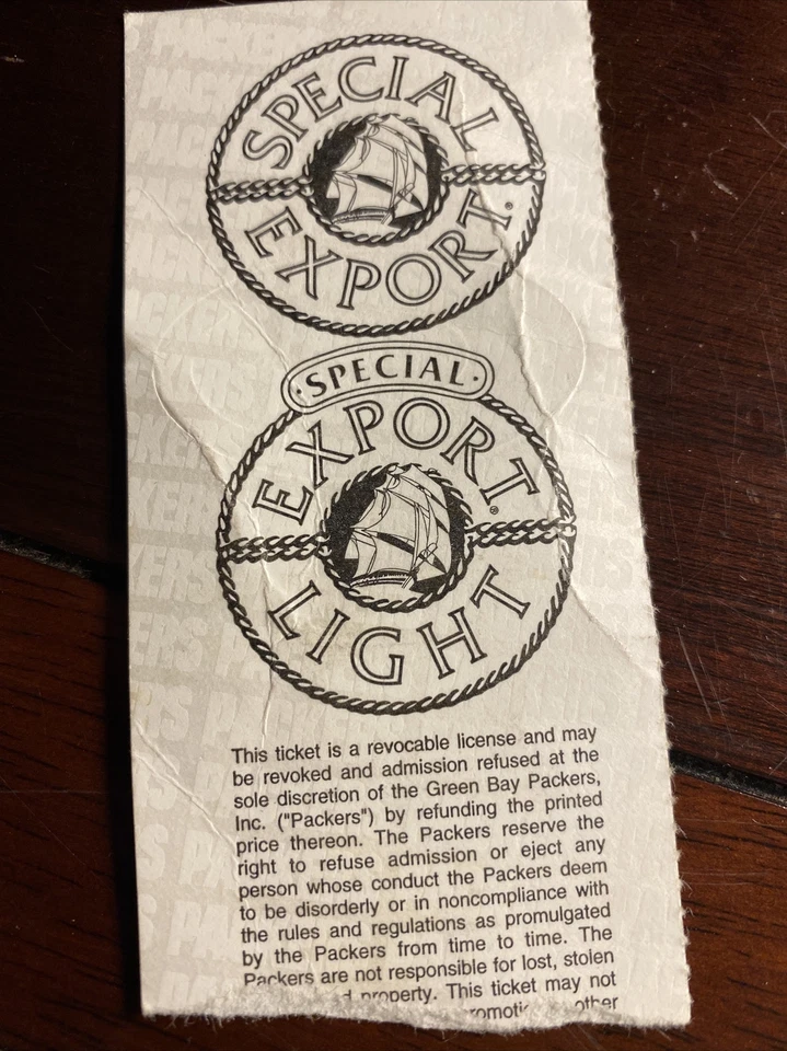 1998 Green Bay Packers Ticket 11/1/1998 Brett Favre Streak Wow! Special Export B - Image 2 of 3