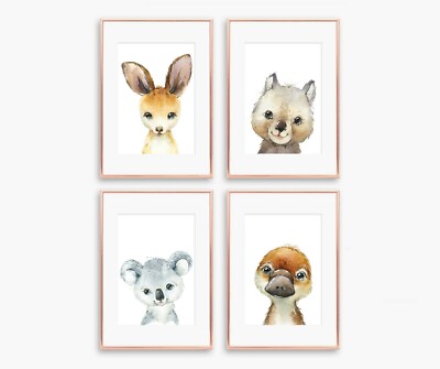 Australian Animal Prints Set of 4 A4 | Kangaroo Koala Wombat Platypus ...
