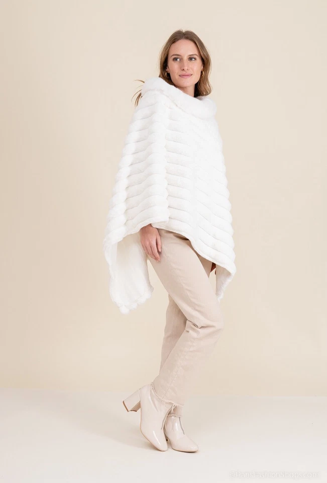 Ladies Coat Poncho Cape Winter Jacket Oversized Poncho Wrap Fur Poncho Plus Size - Image 4 of 4
