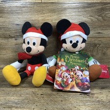 Two 2 Kohl's Cares Mickey Mouse Plush w 1 Book - Mickey's Christmas Memories