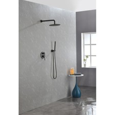 KA Shower system with high-pressure 10 "wall-mounted shower faucet, matte black