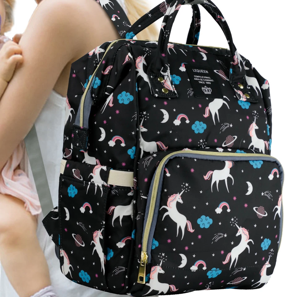 LAND Lequeen Baby Diaper Bag Maternity Nappy Backpack Multifunction Waterproof - Image 3 of 4
