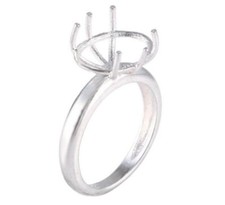 Semi Mount Ring Engagement Oval Setting Ring 925 Sterling Silver Statement Rings
