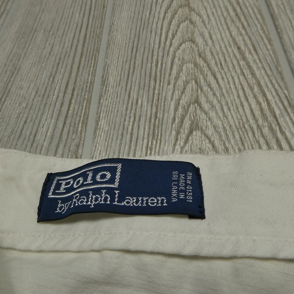 Polo Ralph Lauren Shorts Womens Size 32 White Cotton Hemp Belted Chino - Image 2 of 4
