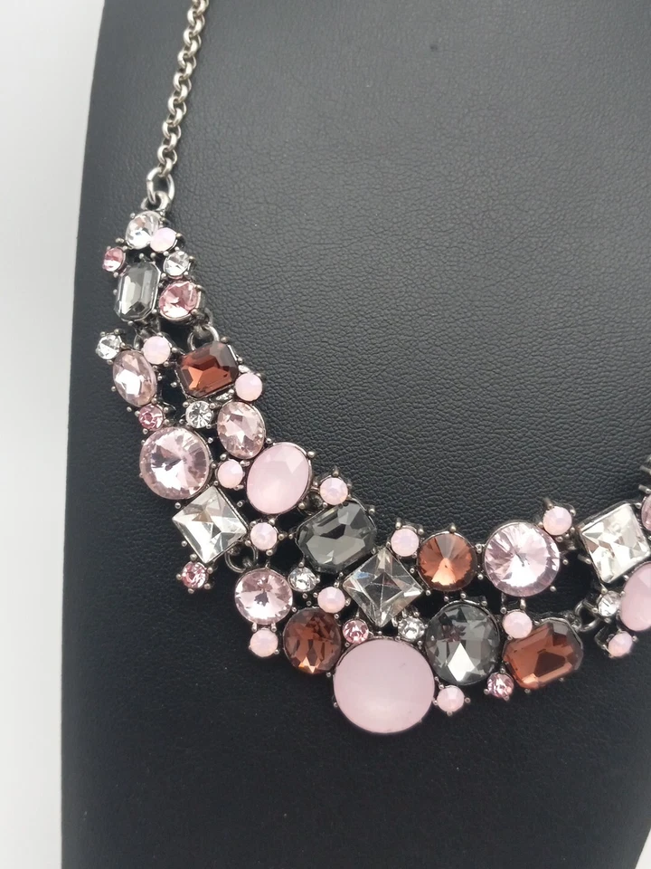 Collar de Piedras Premier Designs Vintage Tono Plata Rosa Púrpura Gris Foto 4 de 4