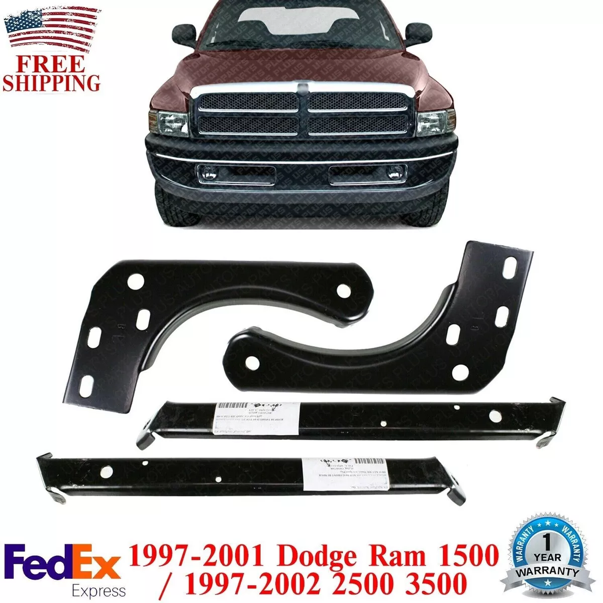 Front Bumper Inner Outer Brackets For 1997 2001 Ram 1500 1997
