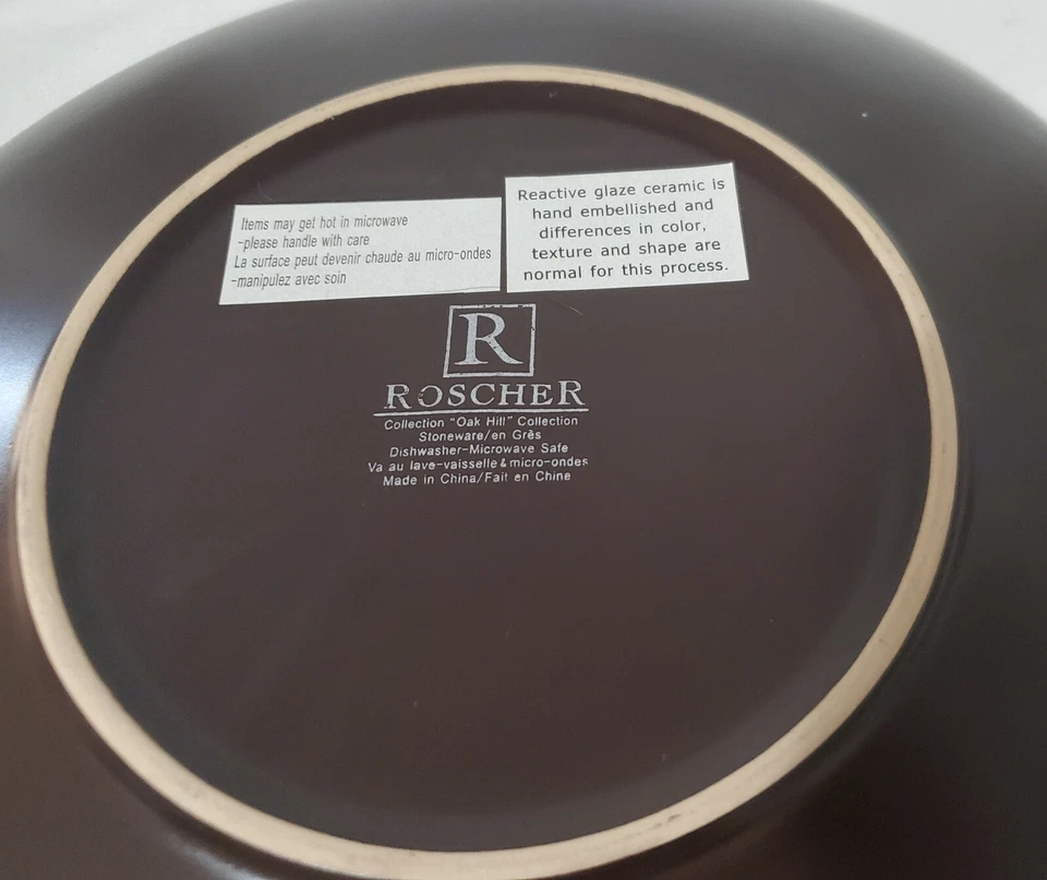 ROSCHER (2) Cena (2) Platos de Ensalada OAK HILL marrón reactivo gres esmaltado NUEVO Foto 2 de 4