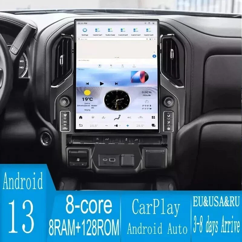 15.6" Android Tesla Style Radio For Chevrolet Silverado GMC 2019-2024 GPS Stereo Foto 2 de 4