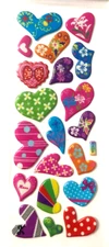 #94 Love Colorful Hearts Puffy Sticker Sheet Children Kids Birthday Party Bag