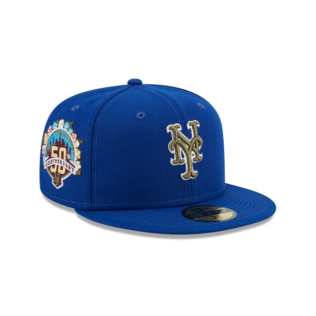 New York Mets New Era 50th Anniversary Botanical 59FIFTY Fitted Hat~Blue