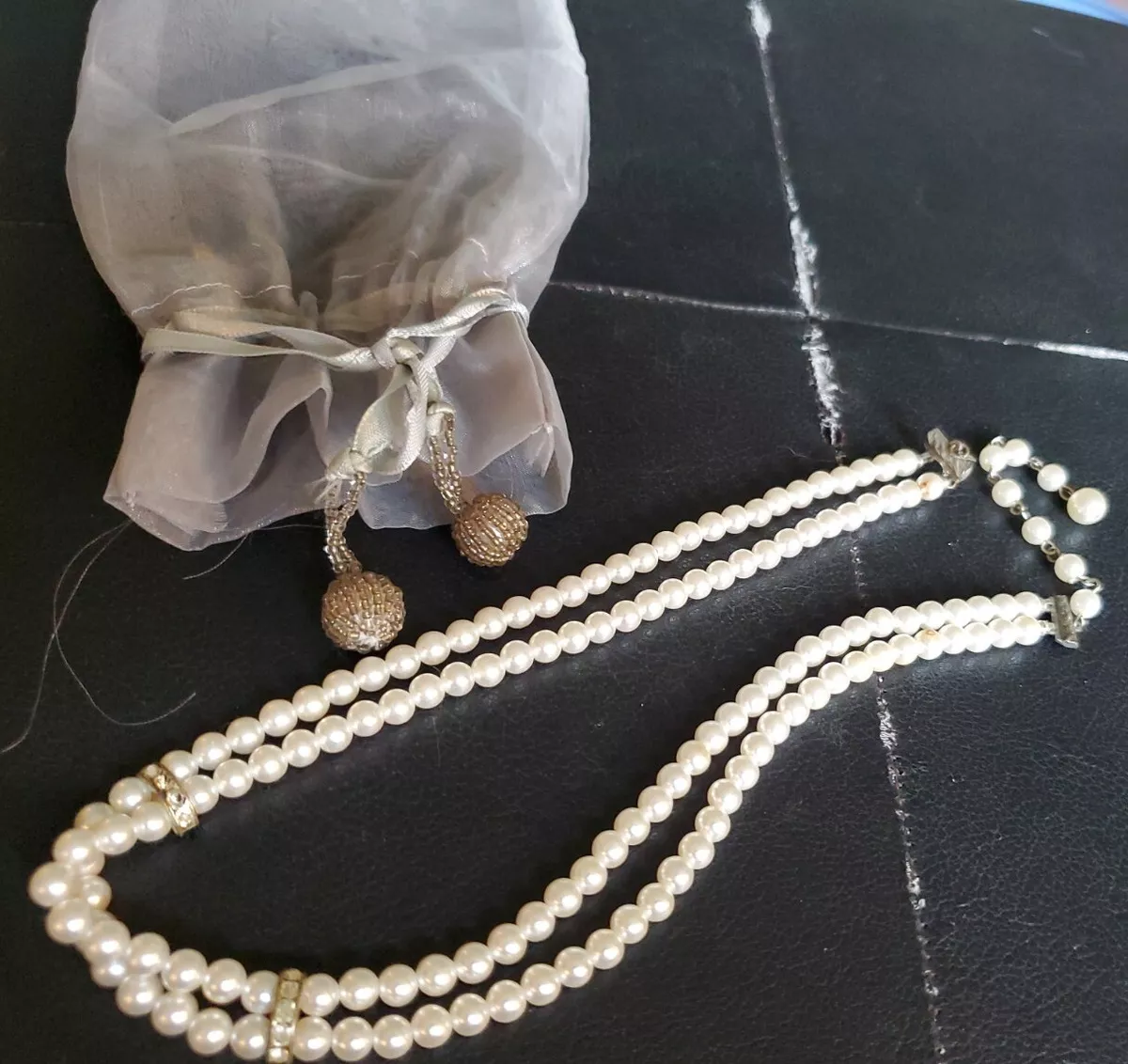 Double strand on sale faux pearl necklace