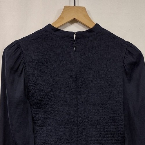 Ann Taylor Smocked Babydoll Top Women's 0P Blue Retro 90s Y2K Preppy Academia - Picture 6 of 9