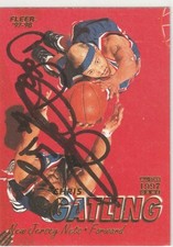 Chris Gatling signed 1996-97 Fleer card New Jersey Nets autograph Mavericks