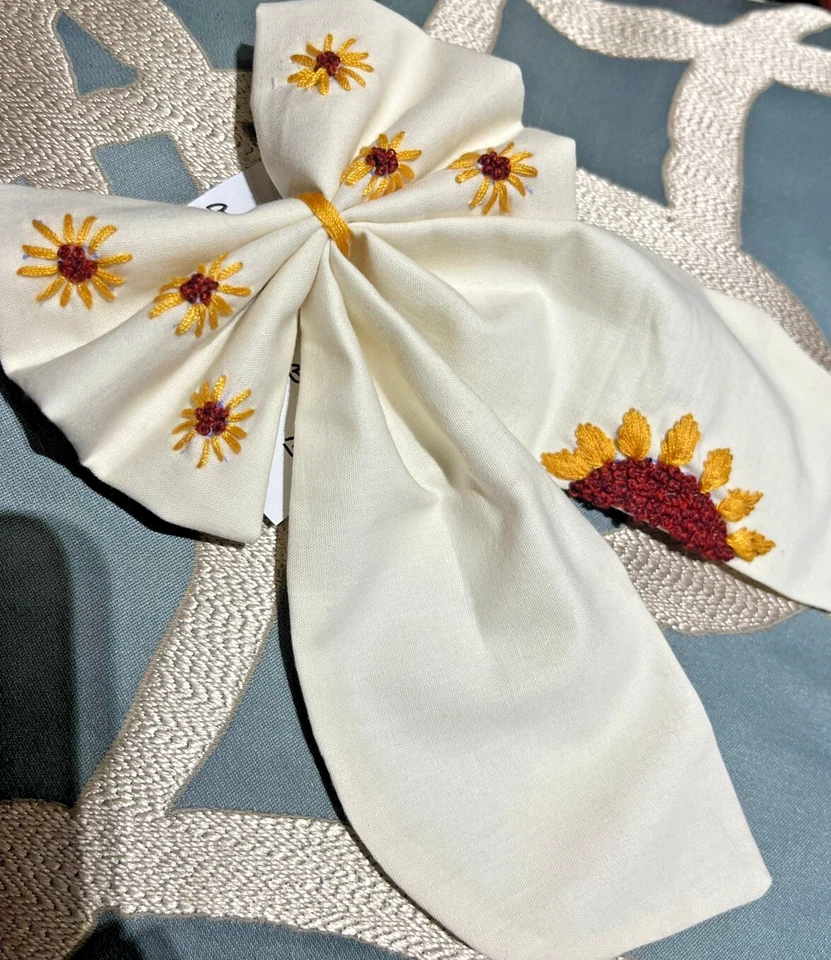 Juego de 2 pinzas para el cabello de lino florales bordadas a mano bareta para mujeres niñas Foto 3 de 4