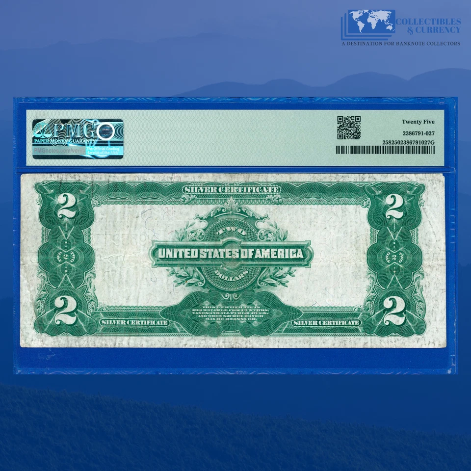Fr.258 1899 $2 Two Dollars Silver Certificate MINI PORTHOLE, PMG VF 25 #85720 - Image 2 of 3