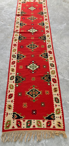 Vintage Traditional  Handcraft Turkish Kilim Rug for Home Décor 296x71 cm