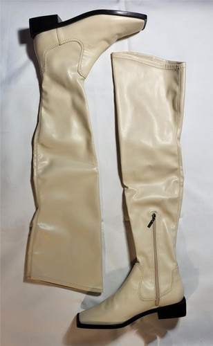 GUILY UP 8.5B Schutz Nude Over-Knee Flat Heel Boots Soft Stretch +Dust Bag - Picture 3 of 9