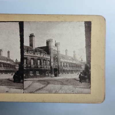 Cambridge Stereoview C1880 Standard Stadtansicht St John'S College Gebäude