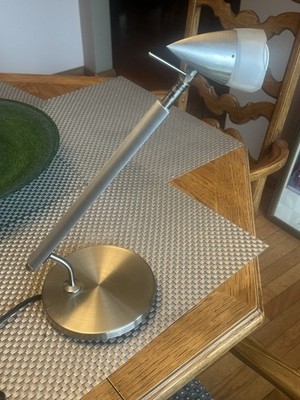 Luminaire Sculpture Desk Lamp - Adjustable Brushed Nickel Desktop Task Lamp