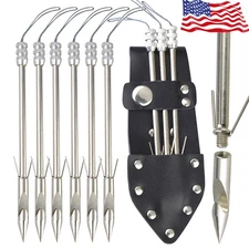 6X Bowfishing Arrowheads Darts Quiver Catapult Tips Archery Bow Hunting Fishing 