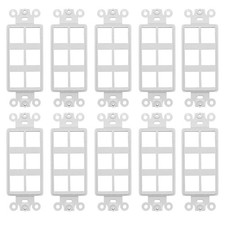 10 Pack 6-Port Decorator Keystone Insert Wall Plate Adapter White Faceplate