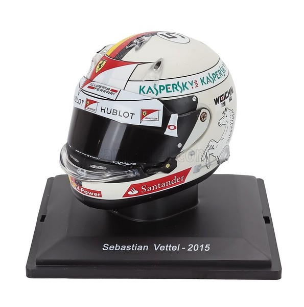 Modellismo F1 Statico Helmet Casco Ferrari Vettel 2015 Bianco Vitrina Scale 1/5-image